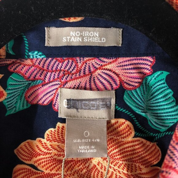 Chicos Floral No-Iron Button Up Blouse Floral Colorful Size 0 (US size 4-6) - Picture 3 of 5